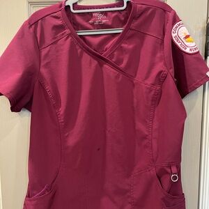 Cherokee Women's scrub top Maroon Short Sleeve Top, LG